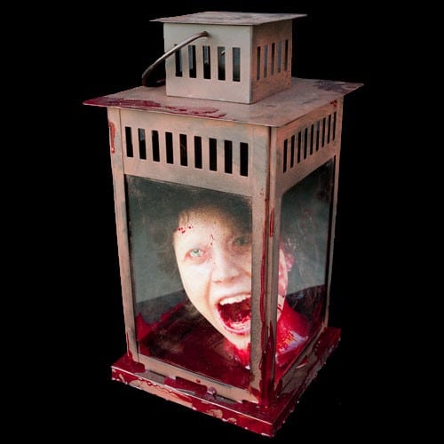 GLASS LANTERN-WITH BLOODY FEMALE HEAD