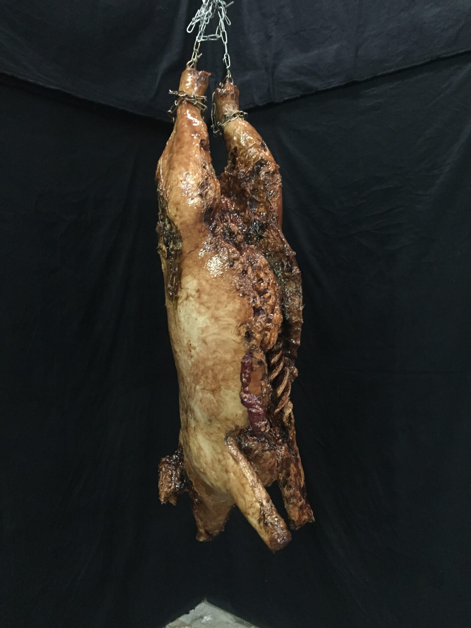 LARGE PIG PART RIB ROT HUNG BY CHAIN, фото 3
