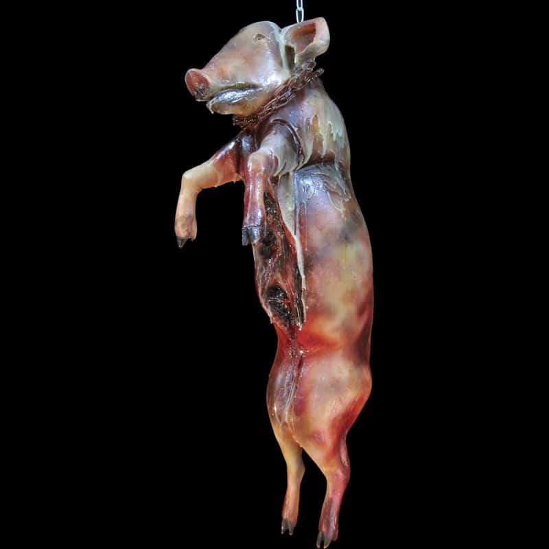 MEDIUM PIG-HANGING WITH CHAIN-GUTTED-ROTTED FINISH