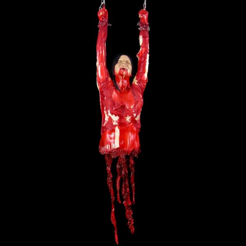 NICHOLE UPPER TORSO HUNG @ HANDS w/ CHAIN & BLOODY w/ INTESTINES.